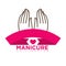 Manicure logo template with two female hands on white