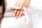 Manicure master removes dust of finger