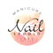 Manicure nail studio logo design, template for nail bar, beauty saloon, manicurist technician vector Illustration on a