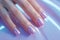 manicure nails close up purple color Y2K aesthetic, nail salon presentation