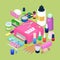 Manicure and Pedicure Isometric Tools. Cosmetics and Accessories