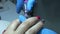 The manicure removes nail polish