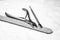 Manicure tools - photo, grayscale. Nail file, forceps