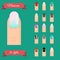 Manicure types. Nail design, art vector set. Trendy styles and polish