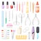 Manicure vector pedicure and manicuring accessory or tools nail-file or scissors of manicurist in nail-bar illustration