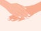 Manicured hands. Female hands with french manicure. Vector illustration