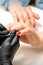 Manicurist leaks female red nails