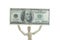 Manikin holds dollar bill high up