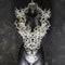 Manikin, Piece made with 3d printer, is composed of white flowers that form a corset, handmade, fantasy design Baroque style