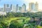 Manila city skyline in Philippines. Ermita and Paco districts seen from Intramuros.