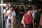 Manila, Philippines: Filipino commuters exit Light Rail Transit 1 train station. People leaving LRT Line 1.