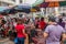 MANILA, PHILIPPINES - JANUARY 27, 2018: Religious market in front of Minor Basilica of the Black Nazarene in Mani