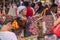 MANILA, PHILIPPINES - JANUARY 27, 2018: Religious market in front of Minor Basilica of the Black Nazarene in Mani