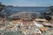 Manila, Philippines - May, 18, 2019: Ocean plastic pollution in Manila Bay shore