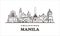 Manila sketch skyline. Philippines, Manila hand drawn vector illustration