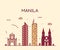 Manila skyline trendy vector illustration linear