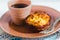 Manioc cake with coffee in a cozy scene