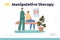 Manipulative therapy concept of landing page with male chiropractor make rehabilitation massage