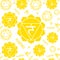 Manipura chakras seamless pattern. Vector esoteric background. Hinduism, buddhism. Line symbol. Yellow color