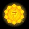 Manipura. Glowing chakra icon . The concept of chakras used in Hinduism, Buddhism and Ayurveda. For design,