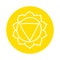 Manipura icon. One line. The third sun chakra. Vector yellow line symbol. Sacral sign. Meditation