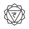 Manipura icon. The third sun chakra. Vector black line symbol. Sacral sign. Meditation