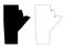 Manitoba Province and Territory of Canada. Black Illustration and Outline. Isolated on a White Background. EPS Vector