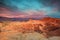 Manly Beacon and Red Cathedral as seen from Zabriskie Point in Death Valley at dawn.