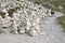 Manmade stone pyramides in Dolomite Alps