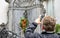 Manneken Pis of Brussels with flowers