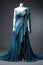 A mannequin dressed in a blue dress. Generative AI image.