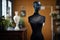 mannequin dressed in elegant, timeless black dress