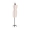 Mannequin, dressmaking tailors dummy. Women form, figure. Fabric manikin on stand, base. Sewing manequin, textile torso