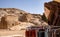 Mannequin head with a scarf on the archeological site of Petra