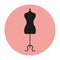 Mannequin icon on pink background.