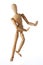 Mannequin old wooden dummy dancing thai style isolated