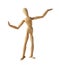 Mannequin old wooden dummy dancing thai style isolated on