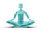 Mannequin sitting practicing yoga and meditating isolated in white background