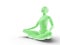 Mannequin sitting practicing yoga and meditating isolated in white background