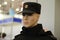 A mannequin in the uniform of a police officer