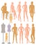 Mannequin vector dummy model for fashion dress and plastic figure of doll illustration set of female male and kids