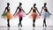 Mannequins in ballet grace, in vibrant piezoelectric tape, capturing energy with every move