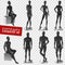 Mannequins Black Realistic Transparent Background Set