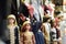 Mannequins dressed in national clothes are displayed in front of a store in Istanbul, Turkey