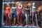 mannequins in fashionable athletic wear displayed in a sportswear store window