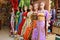 Mannequins with traditional colorful dress.