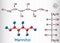 Mannitol, sugar alcohol, a sorbitol isomer molecule. It is used as a sweetener and medication. Structural chemical formula and