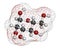 Mannose (D-mannose) sugar molecule. Epimer of glucose. Atoms are represented as spheres with conventional color coding: hydrogen (