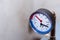 Manometer close up shot on industrial wood central heater`s  top