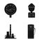 Manometer, worker oilman, fuel refueling, oil factory. Oil industry set collection icons in black style vector symbol